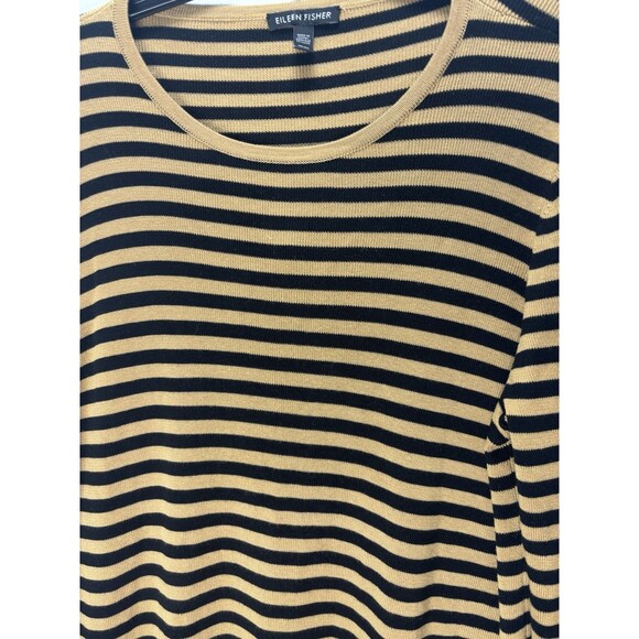 EILEEN FISHER Women’s Tencel/Silk Tan/Black Striped Pullover TopSweater Sz M - Picture 12 of 16